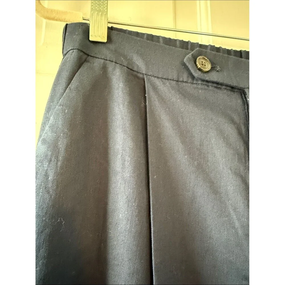 Banana Republic navy blue women’s linen cotton Wide-Leg Pants Gaucho Trouser 4